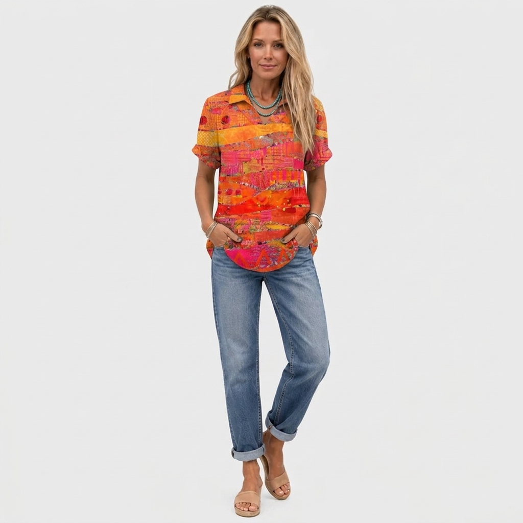 Louisa™ - Abstract Collared Top