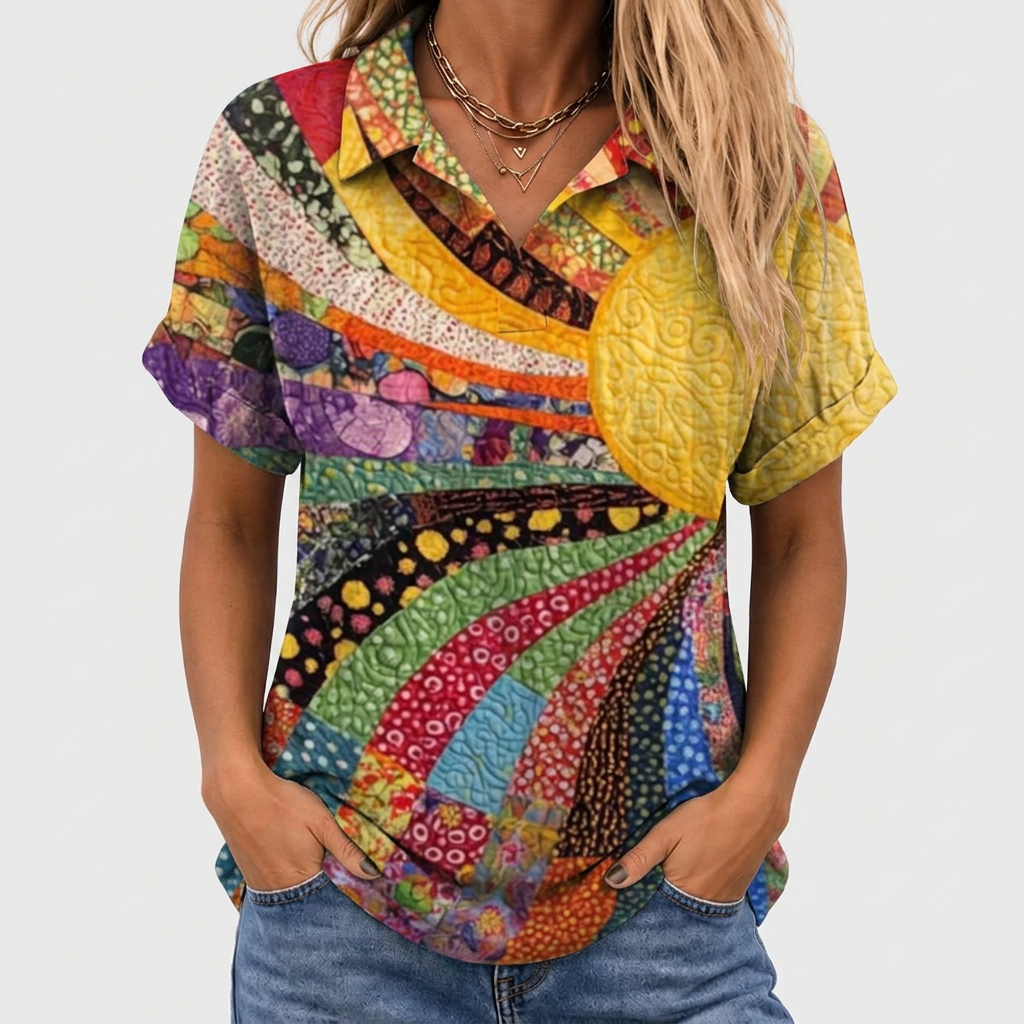 Elle™ - Sunburst Collared Top