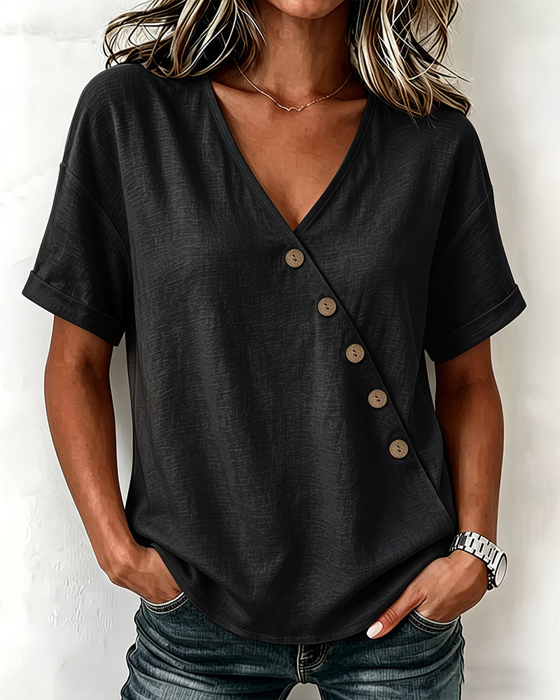 Audrey | Asymmetrical Button Blouse