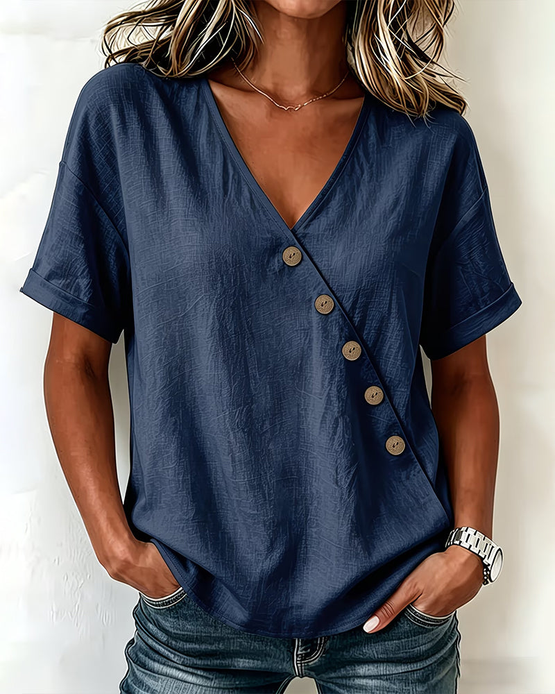 Audrey | Asymmetrical Button Blouse