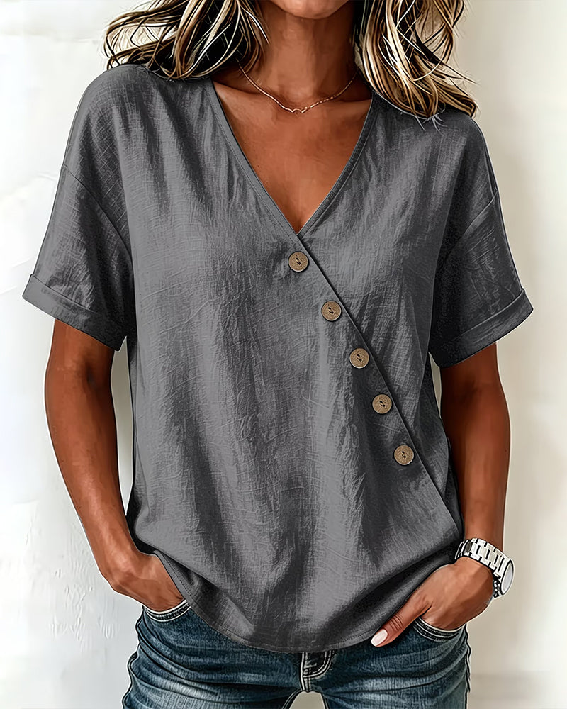 Audrey | Asymmetrical Button Blouse