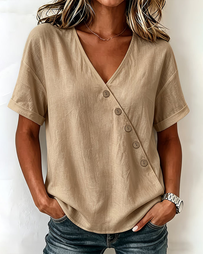 Audrey | Asymmetrical Button Blouse