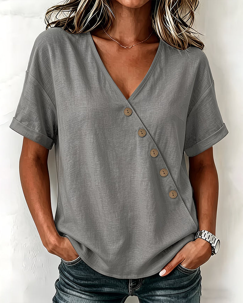 Audrey | Asymmetrical Button Blouse