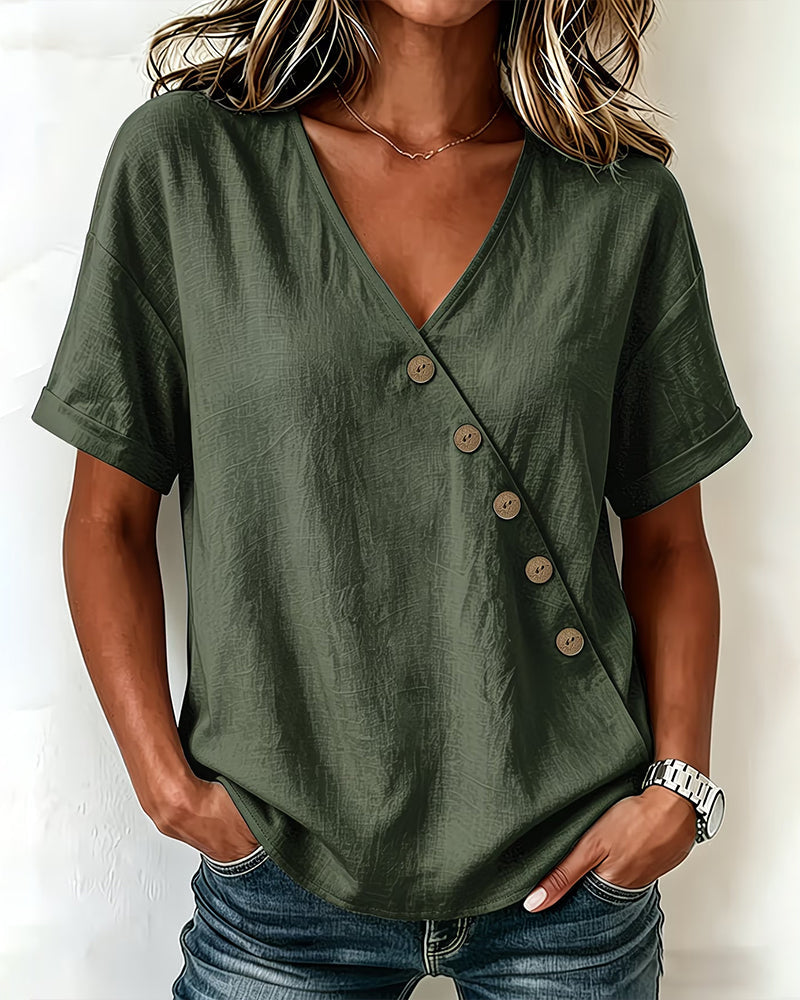 Audrey | Asymmetrical Button Blouse