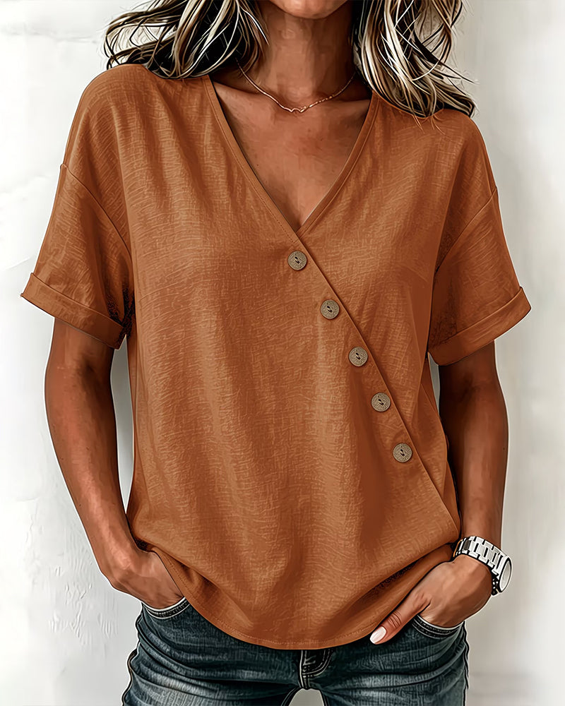 Audrey | Asymmetrical Button Blouse