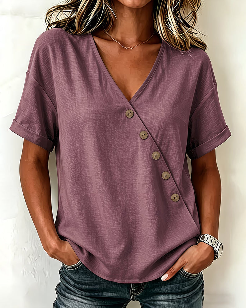 Audrey | Asymmetrical Button Blouse