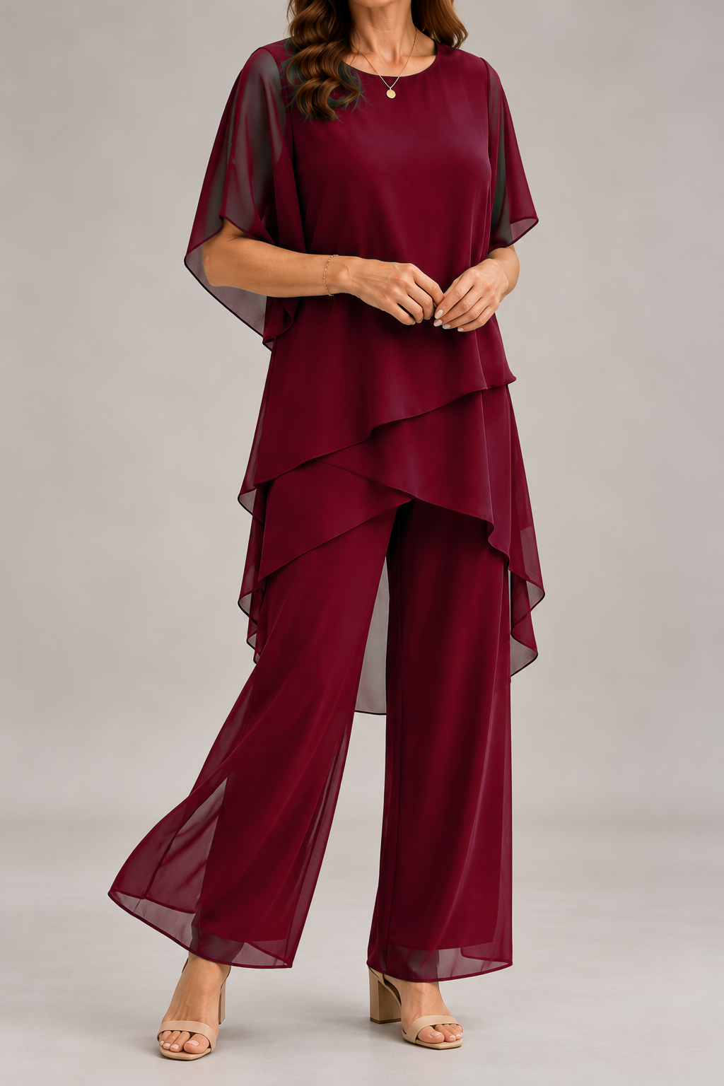 Susan | Suit with draped palazzo pants