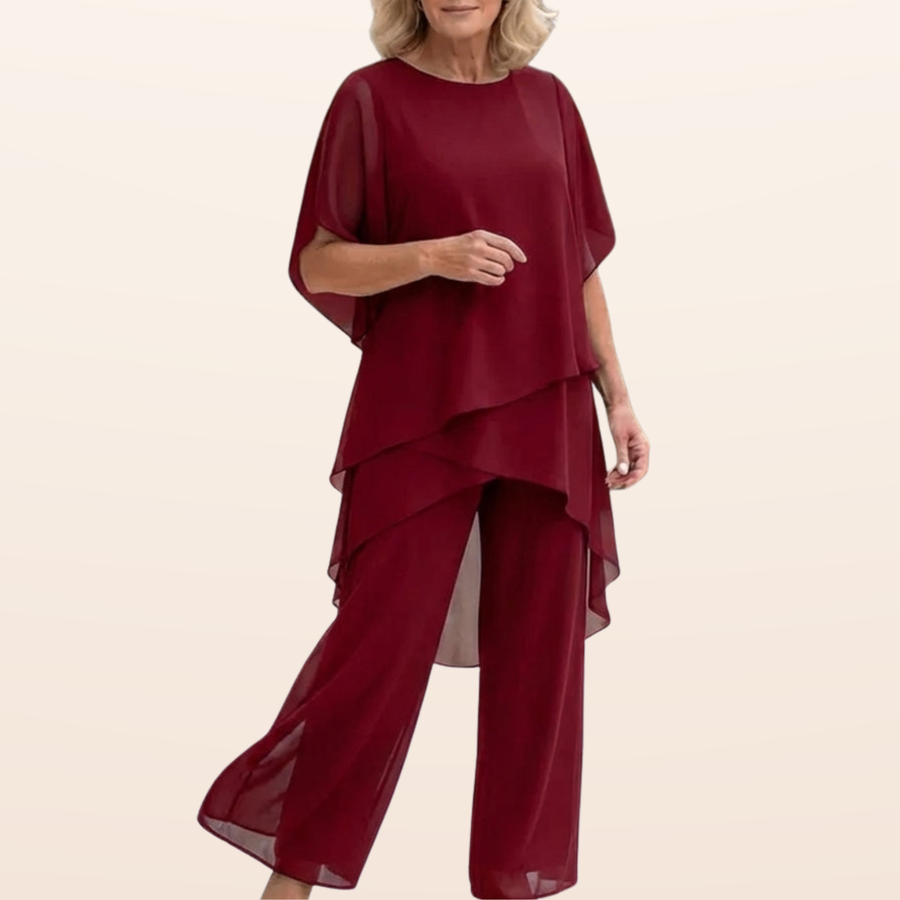 Susan | Suit with draped palazzo pants