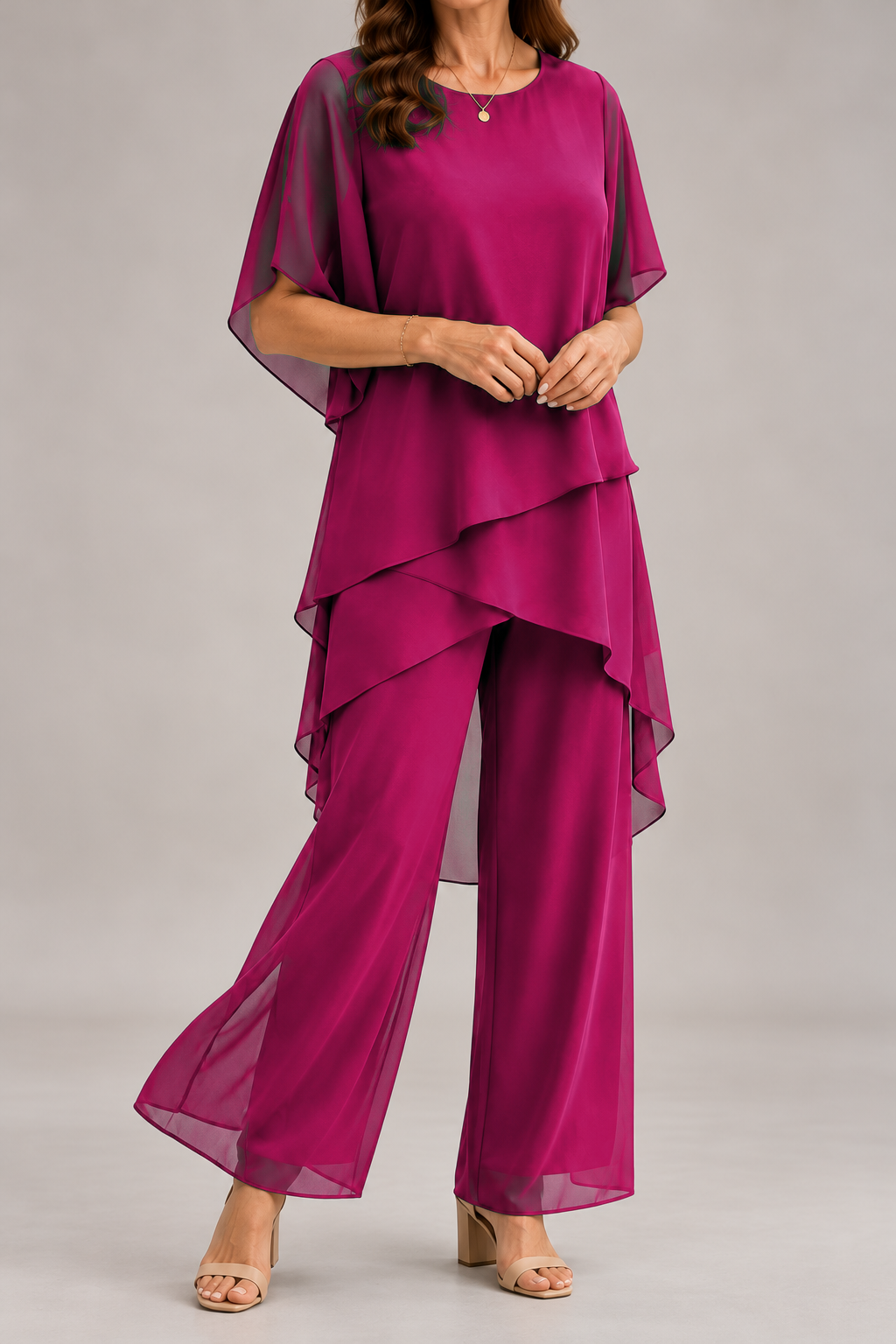 Susan | Suit with draped palazzo pants