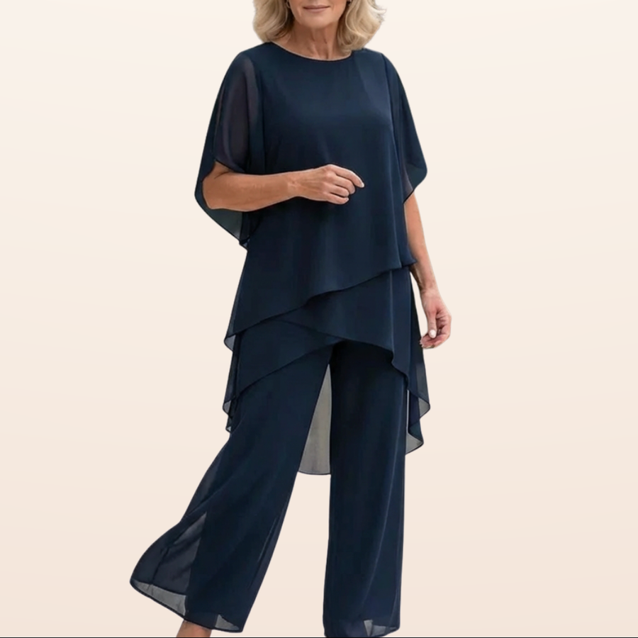 Susan | Suit with draped palazzo pants