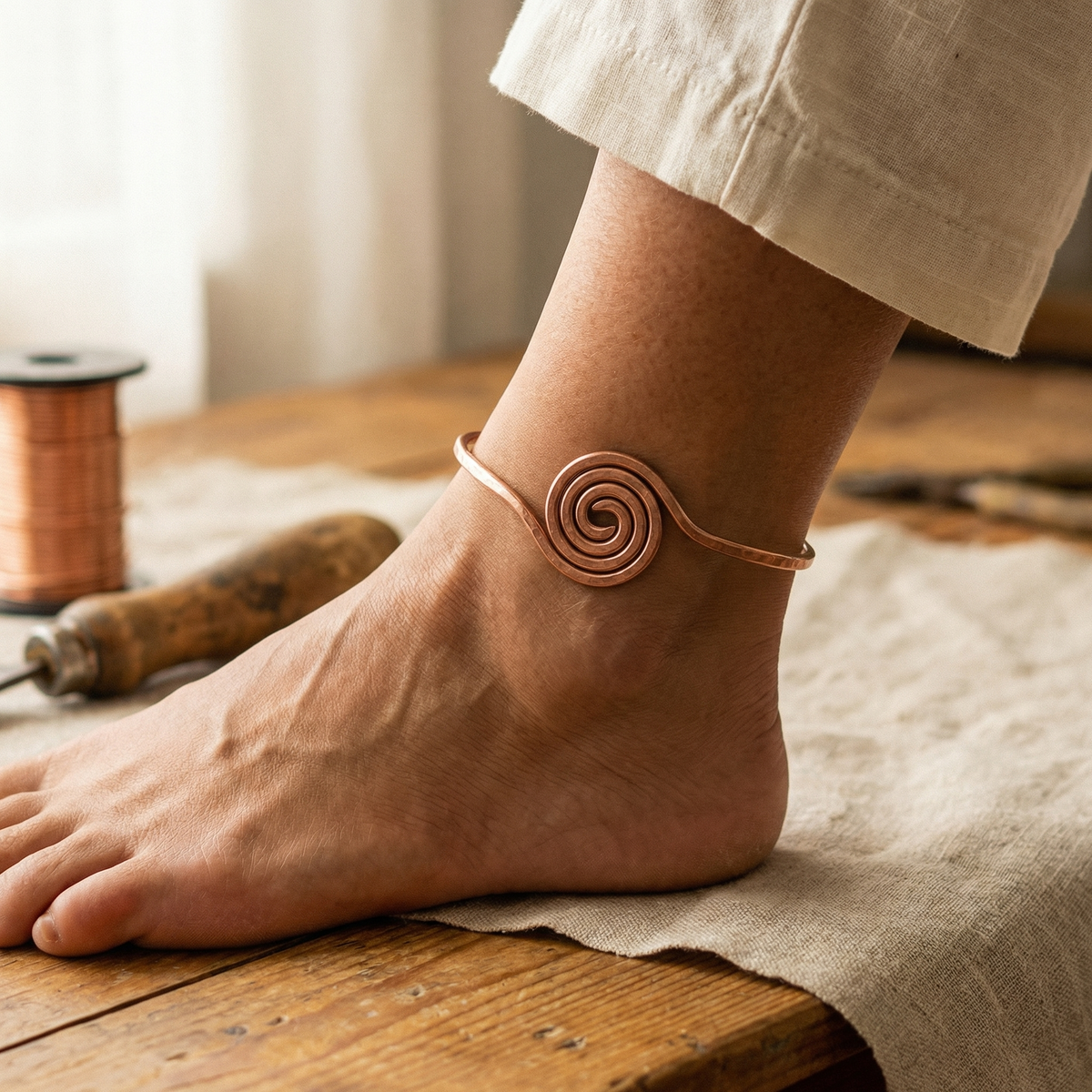 Beaumont's Coil Copper Anklet