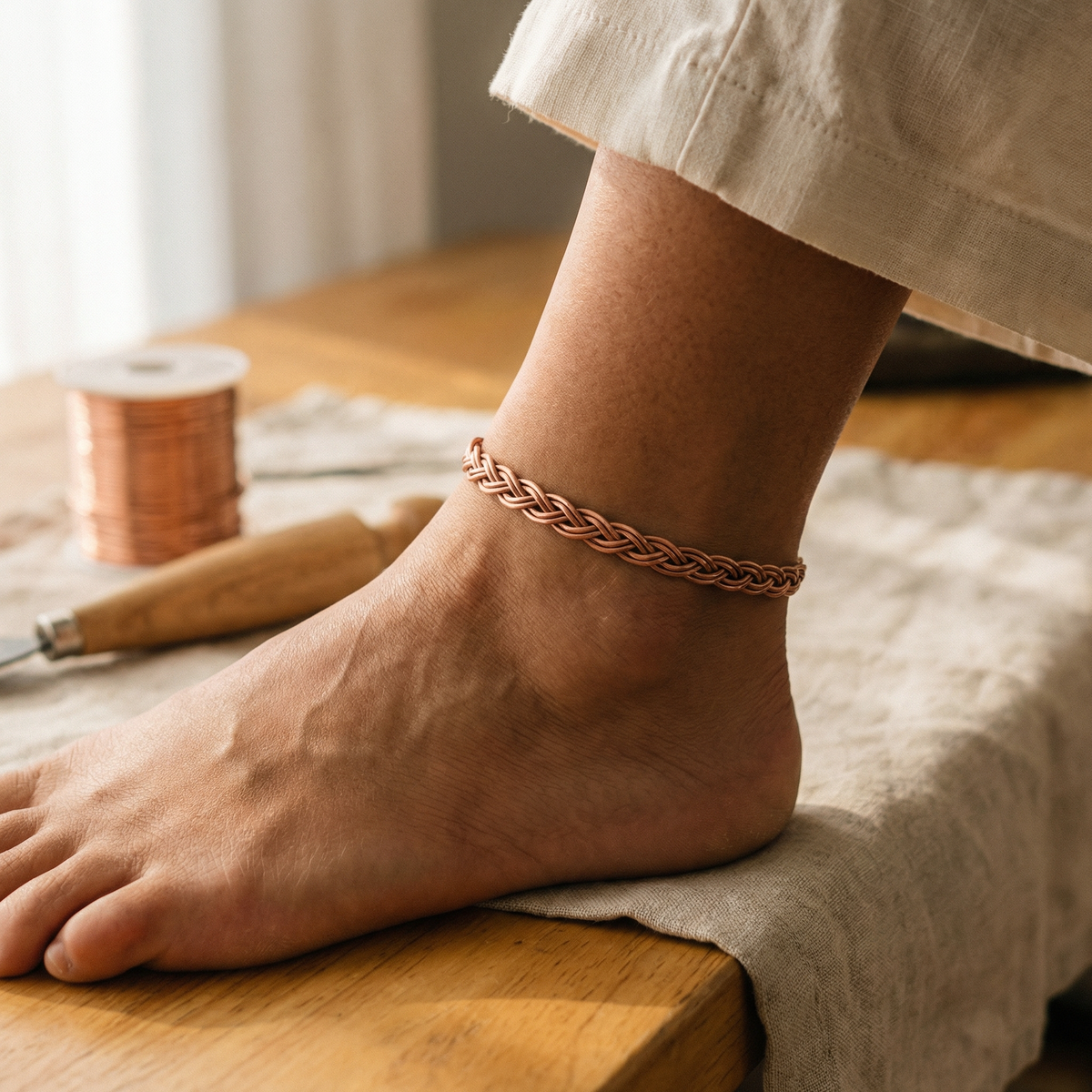 Beaumont's Reed Copper Anklet