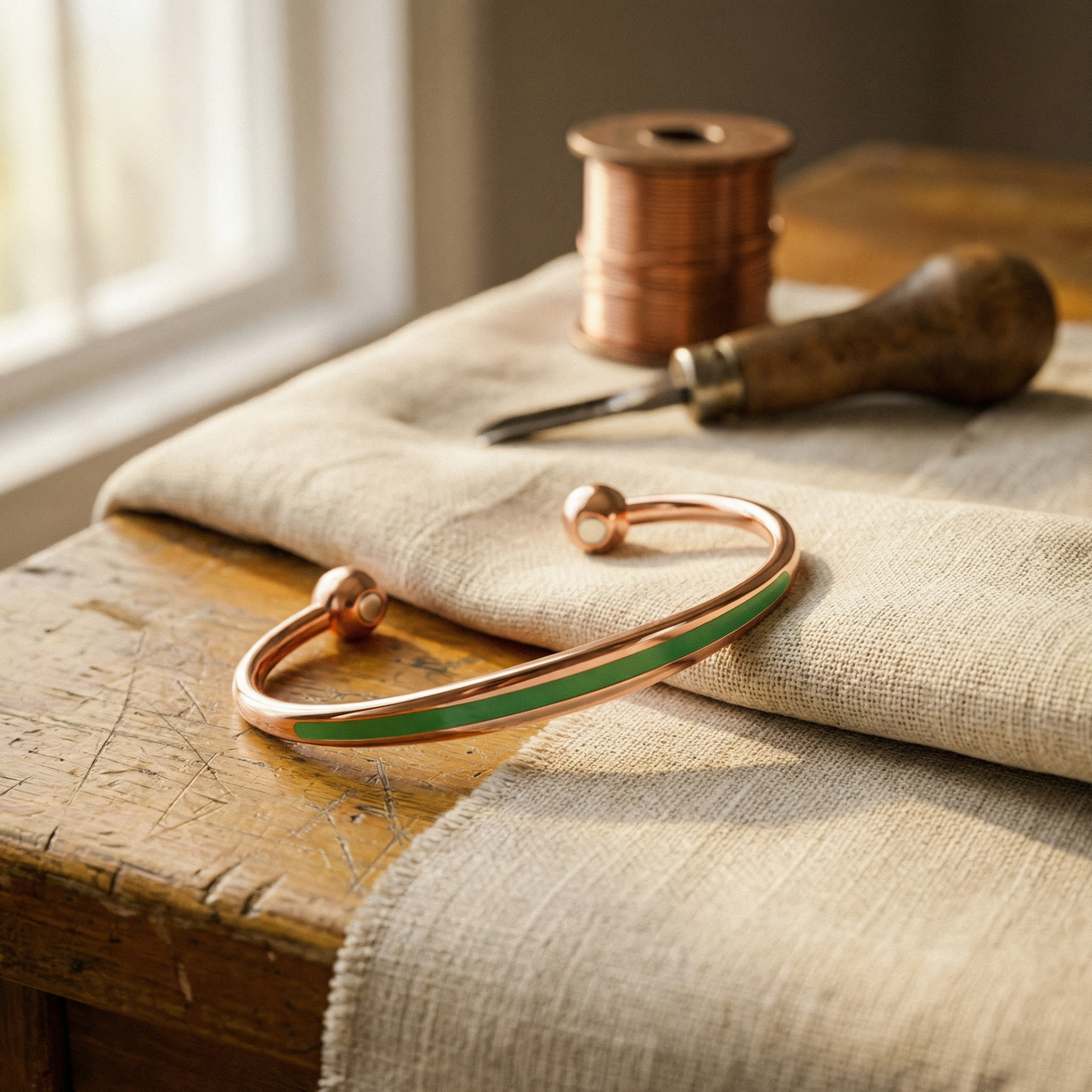 Beaumont's Jade Copper Bracelet