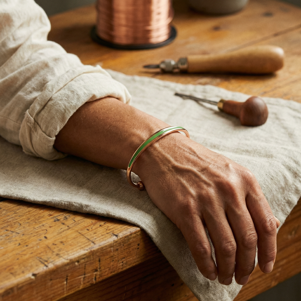 Beaumont's Jade Copper Bracelet