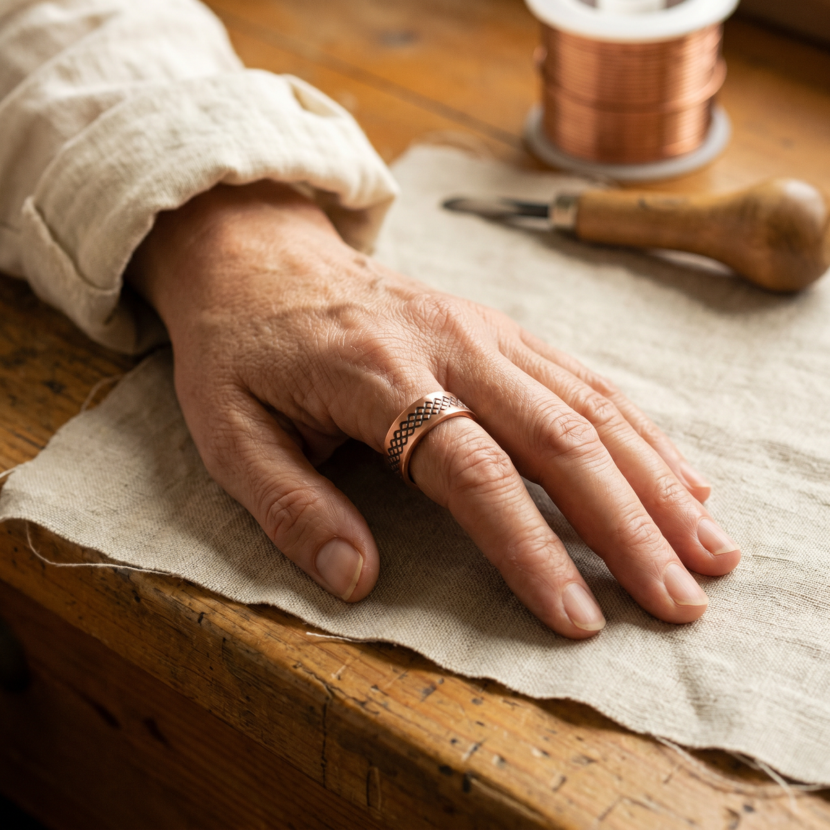 Beaumont's Grid Copper Ring