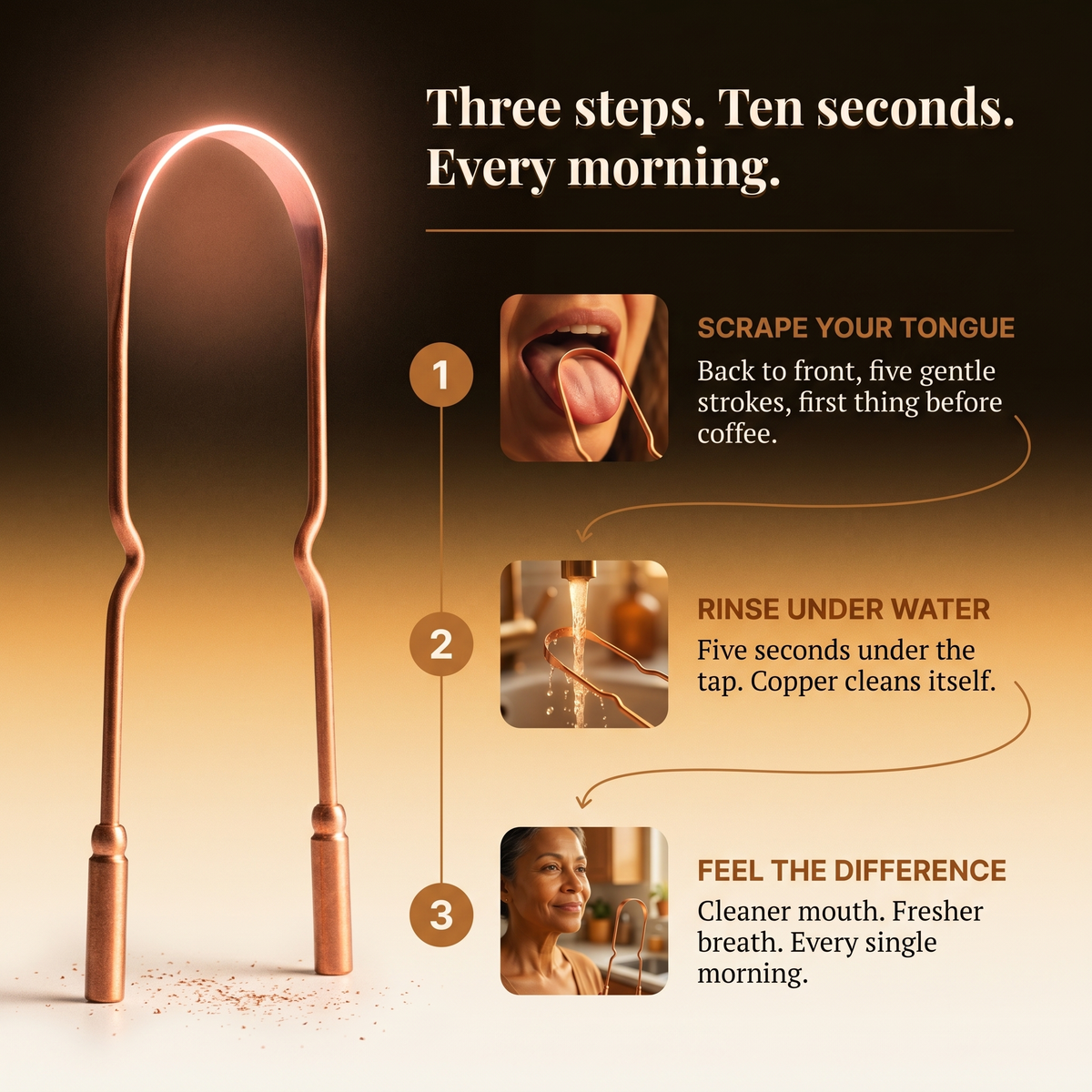 Beaumont's Pure Copper Tongue Scraper