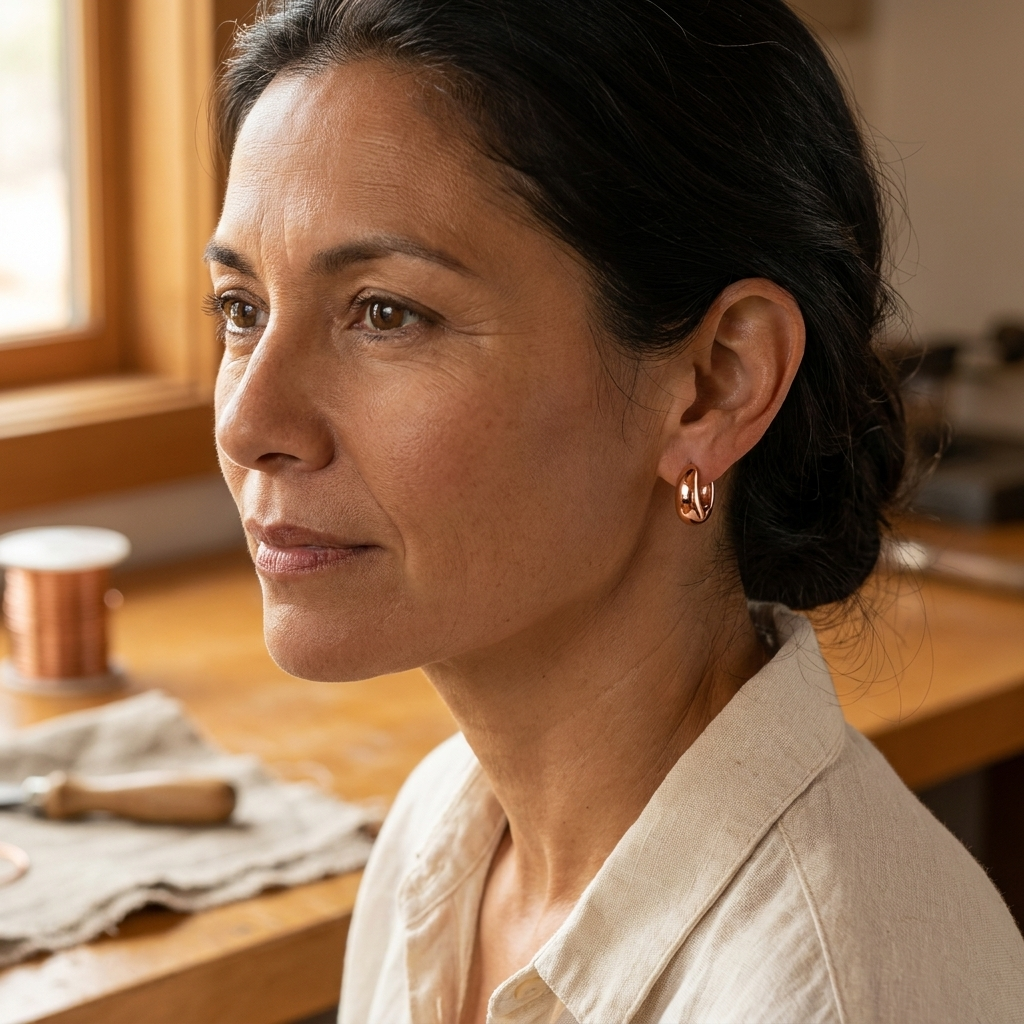 Beaumont's Linnet Copper Hoop Earrings