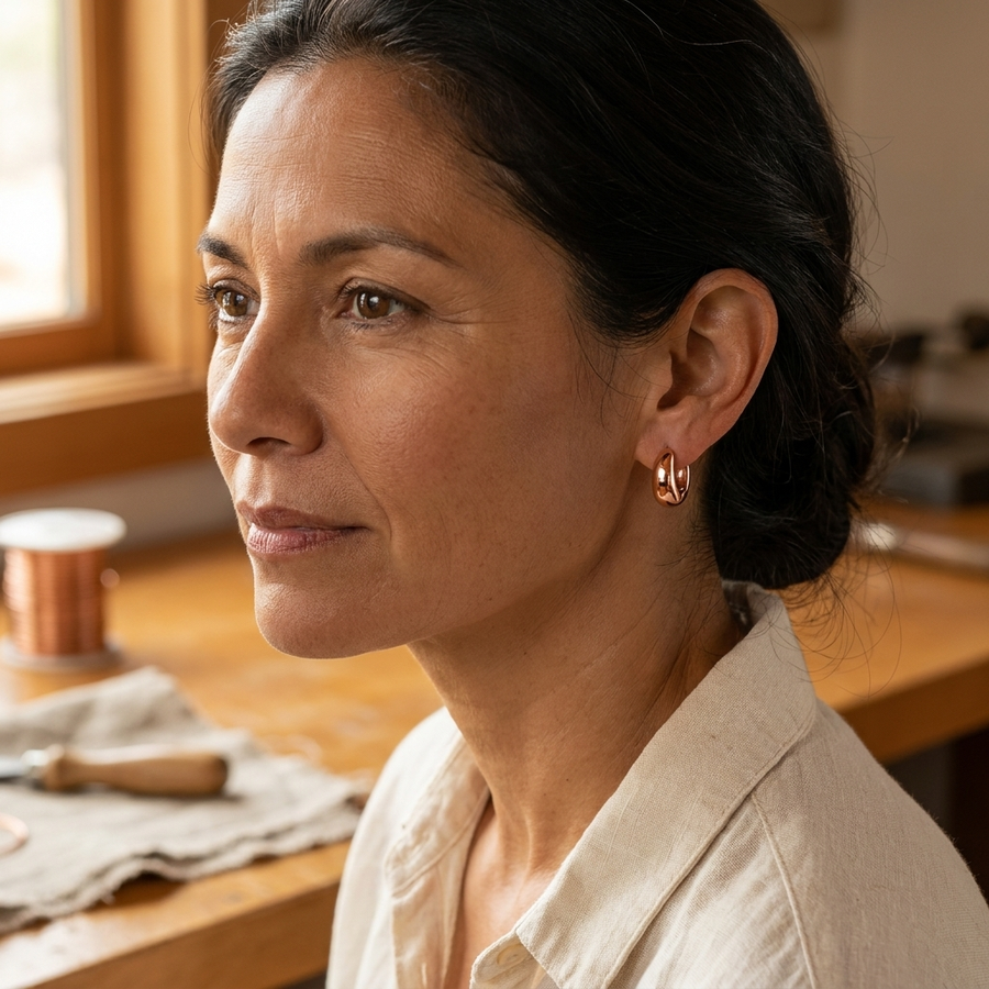 Beaumont's Linnet Copper Hoop Earrings